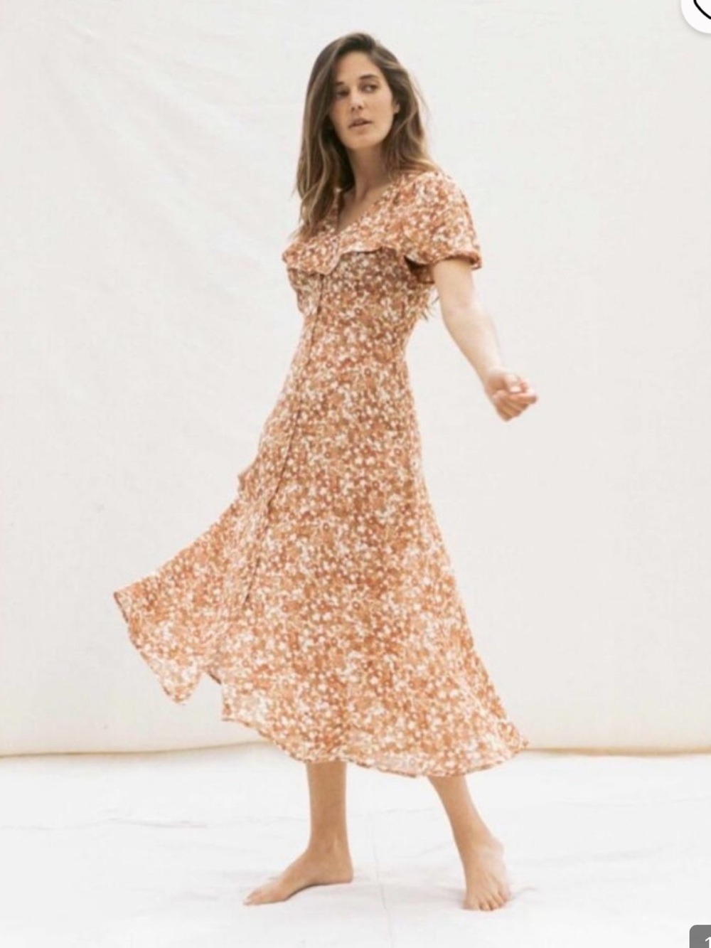 Christy Dawn The Daisy Dress Terracotta Meadow Floral Midi Dress